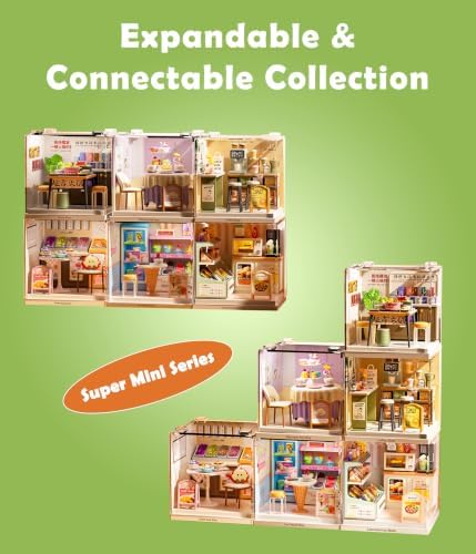 Coffee Shop Miniature House Kit, Plastic DIY Dollhouse with Coffee Machine & Pastry Display, Stackable Transparent Dust Cover, Creative Desktop Decor for Adults Teens | with Coffee Machine & Pastry Display, Stackable Transparent Dust Cover, Creative De... - Image 6