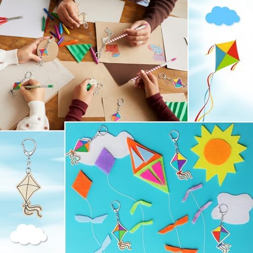 RattanView 24 Pcs Kites Craft Keychains DIY Keychain, 12 Styles - Image 6