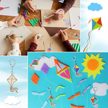 RattanView 24 Pcs Kites Craft Keychains DIY Keychain, 12 Styles - Image 6