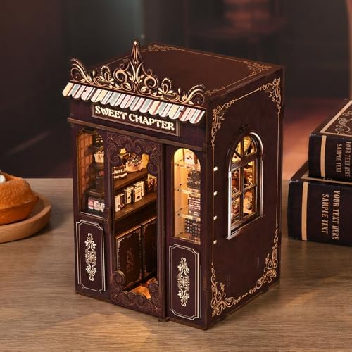 Book Nook Kit, DIY Dollhouse Miniature House with LED Bookshelf Decor Home Decor, 3D Wooden Puzzle Craft and Creative Gifts for Adults, Teens, Beginners (Sweet Chapter) - Image 2