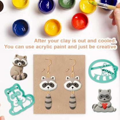 13Pcs Raccoon Polymer Clay Cutters Leaves Clay Earrings Cutters for Adults Cute Polymer Jewelry Cutter for Earrings Making Party DIY Craft Supplies - Image 5