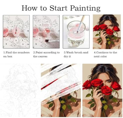 ZRIZQ Paint by Numbers Kit for Adults Beginner,Flowers Woman,16x20 - Image 5