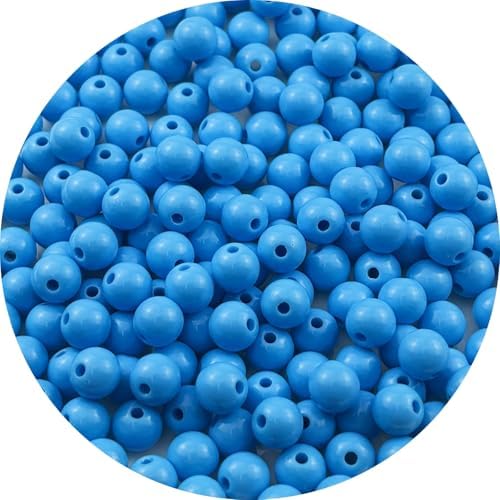 200pcs Acrylic Round Beads for Crafts 10mm Resin Candy Color Spacer Beads with Hole for Jewelry Making Sewing Crafts Decoration Necklaces Bracelets Earrings Supplies(Sky Blue) by Unknown