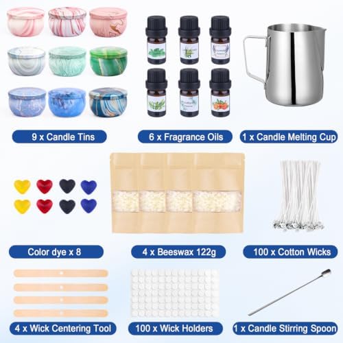 SUPERSUN Candle Making Kit for Adults, DIY Candle Making Supplies for Adults, Beginners, Include Beeswax, Candle Tins, Wicks, Essential Oils, Dyes, DIY Candle Making Set Gift for Christmas - Image 6