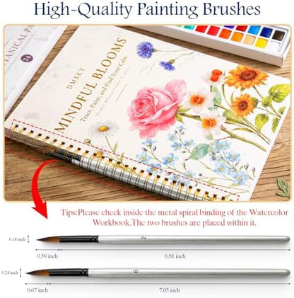 Watercolor Workbook for Beginners,18 Floral Water Coloring Book with 2 Frame,Relaxing & Easy to Paint Water Coloring Book with 24 Colors-Perfect for Gifting to Creativity & Joy for Adults - Image 4