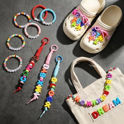 Large Letter Beads 26 Pcs 20mm 3D Paracord Beads Acrylic Colorful Bubble Big Alphabet Bead 6mm Large Hole Chunky Letter Bead for Keychains Purse Bag Charm Kit Backpack (26, Large Letter Beads K) - Image 5