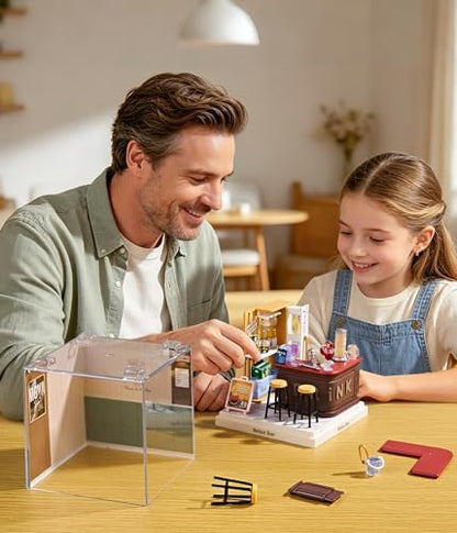 Relax Bar Super Miniature House Kit - DIY Plastic 3D Model Building Set for Teens, Build Your Own Mini Bar Scene with Dustproof Case, Creative Craft Gift for Girls Women - Image 4