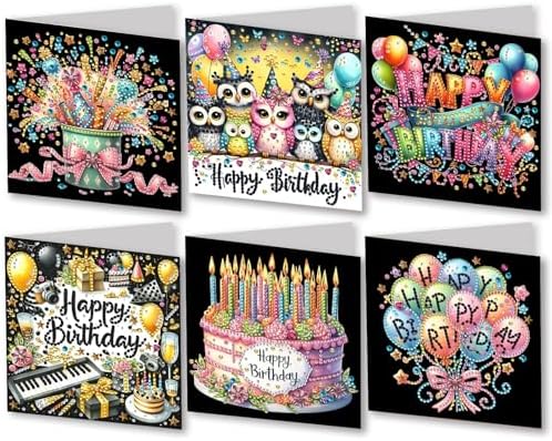 DIY Diamond Greeting Cards Set, 5D DIY Diamond Art Painting Festival Style Greeting Card, DIY Christmas Card Making Kits for Family Friends Handmade Gift-#30-Happy Birthday by Unknown
