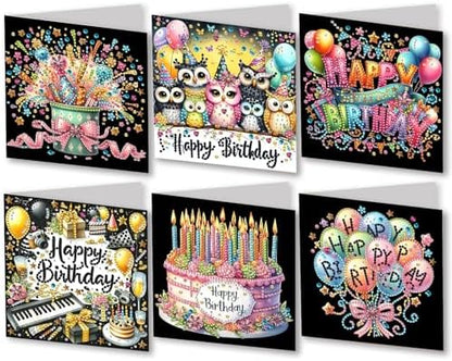 DIY Diamond Greeting Cards Set, 5D DIY Diamond Art Painting Festival Style Greeting Card, DIY Christmas Card Making Kits for Family Friends Handmade Gift-#30-Happy Birthday by Unknown
