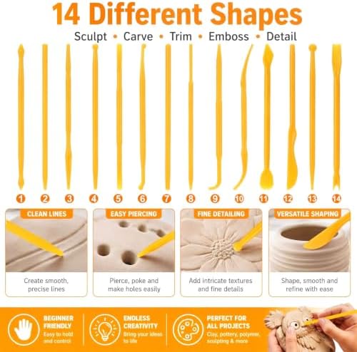 Ferrochef 10 Set 140 Pcs Clay Tools, Plastic Sculpting Tools, Classic Style - Image 3
