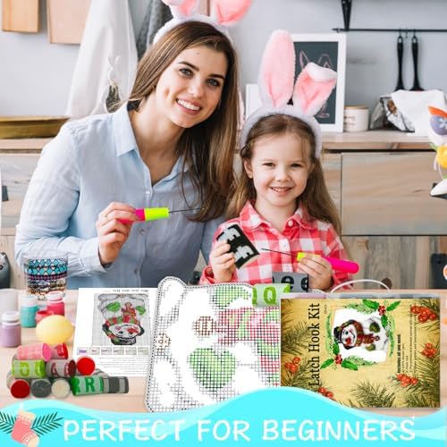 MIAOLLUN Christmas Latch Hook Kits, Snowman Latch Hook Kits Rug with Pattern Printed Crochet Needlework Crafts for Adults Beginner, 20.4X15inch/52X38Cm - Image 2