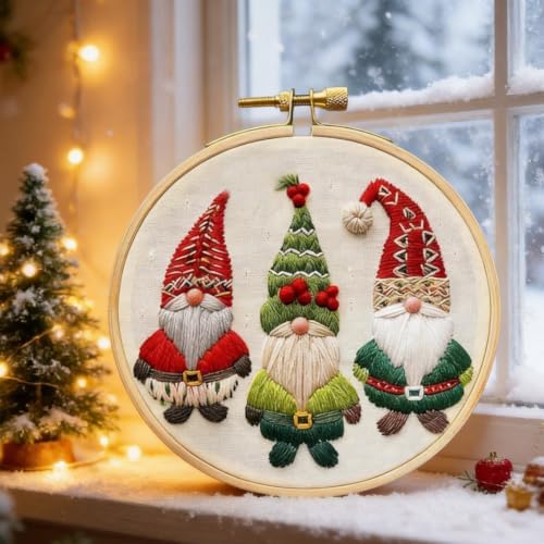 YOUDRN Christmas Embroidery Kits, Gnomes Embroidery Kits for Adults - Image 2