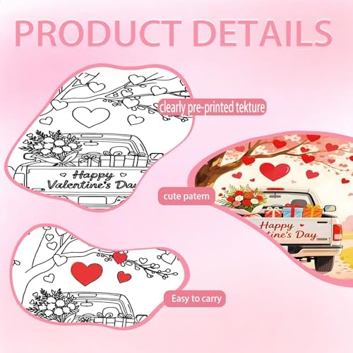 Niteform 6 Packs Valentine's Day Pre Drawn Canvas to Paint， 8x10 in Pre Printed Canvas Boards, Pre Stretched Outline Painting Kits for Beginners, Adults, Party Favors & Romantic Craft Activities - Image 3
