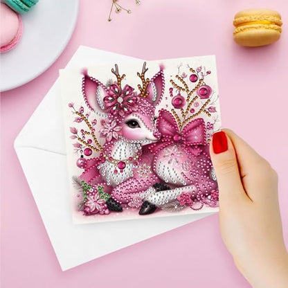 DIY Diamond Greeting Cards Set Christmas, 5D DIY Diamond Art Painting Greeting Card, DIY Christmas Card Making Kits for Family Friends Handmade Gift-#24-Deer - Image 4