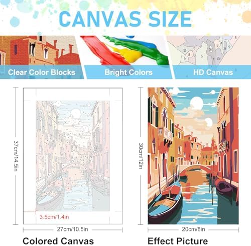 Offito 6 Pack Paint by Numbers Kit for Adults, Travel Cityscape, 8x12 Inch - Image 3