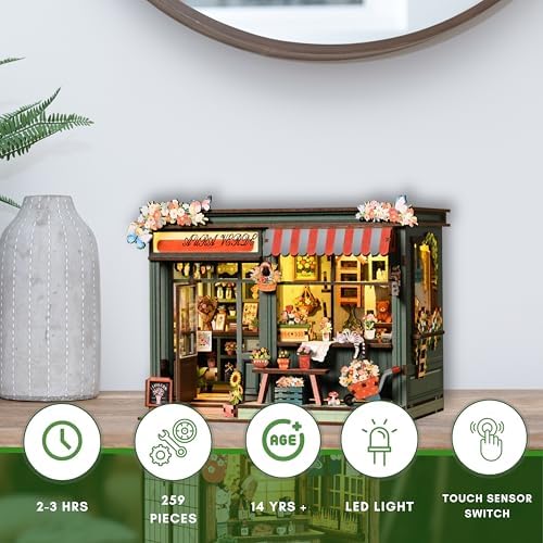 DIY Book Nook Kit LED 3D Puzzle (Aura Verde Flower Room) - Image 2