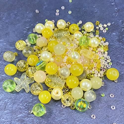 Assorted Glass Resin Beads Multi Size Colors Smooth Cracked Gravel Millet Spacer Beads for Bracelets Necklace Earring DIY Jewelry Making Craft(Glazed Yellow Series) - Image 5