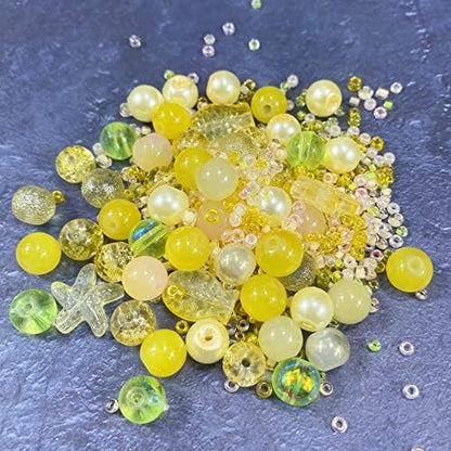 Assorted Glass Resin Beads Multi Size Colors Smooth Cracked Gravel Millet Spacer Beads for Bracelets Necklace Earring DIY Jewelry Making Craft(Glazed Yellow Series) - Image 5