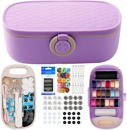 Mini Sewing Kit with Storage Box, 140pcs Complete Sewing Supplies by WANSHUNLMI