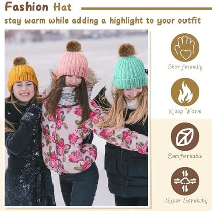 Maasechs Knitting Kit for Beginners Adults Complete Hat Knitting Kits Learn to Knit Kits with Yarn Bamboo Needle Pom Pom Step-by-Step Instruction Knit Accessories for Mother Women Men Gifts(Bright) - Image 5