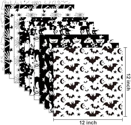 24 Sheets Halloween Pattern Paper Set, 11.8"x11.8" Scrapbooking Supplies Paper Spider Pumpkin Bat Skull Cat Witch Origami Paper - 12 Styles ﻿ - Image 2