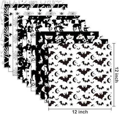 24 Sheets Halloween Pattern Paper Set, 11.8"x11.8" Scrapbooking Supplies Paper Spider Pumpkin Bat Skull Cat Witch Origami Paper - 12 Styles ﻿ - Image 2