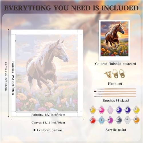 Alptiny Running Horse Paint by Numbers Kit for Adults Beginner, 16x20 Inch - Image 5