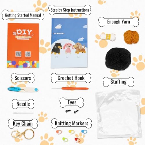 Nikolle Dachshund Crochet Kit for Beginners, Amigurumi Animal Craft Kit - Image 5