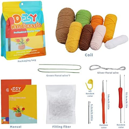 kgxulr Crochet Kit, Yellow Tulips Knitting Kit, Crochet Kit for Beginners - Image 2