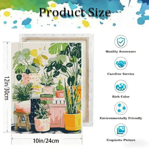 Paint by Numbers Kit for Adults,Green Plants Paint by Number With Frame - Image 3