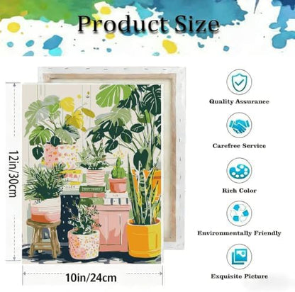 Paint by Numbers Kit for Adults,Green Plants Paint by Number With Frame - Image 3