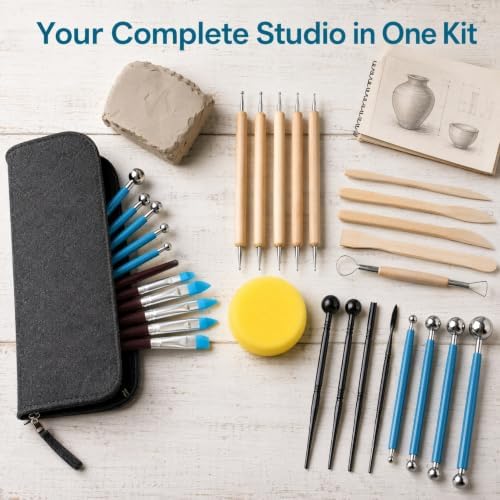 DOITOOL Polymer Clay Tools Kit 25 pcs Clay Carving Tools for Sculpting Forming Cutting Scraping Smoothing Pottery Tool Set for Beginners and Professionals 7.87 X 3.54 X 1.18 in - Image 6