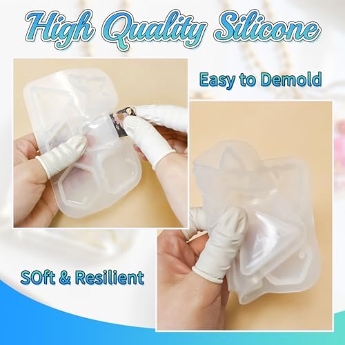 RESIN GO 64Pcs Rounded Edge Resin Jewelry Molds, 4 Styles Keychain Resin Molds Silicone with Hole, Arc Edge Pendant Silicone Molds for Epoxy Resin Jewelry, Earring, Necklace, Keychain Making Kit - Image 3