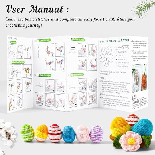 103 PCS Crochet Kit with Crochet Hooks Yarn Set, Premium Bundle Includes 1650 Yards Acrylic Yarn Skeins Balls, Needles, Accessories, Bag, Ideal Starter Pack for Kids Adults Beginner Professionals - Image 5