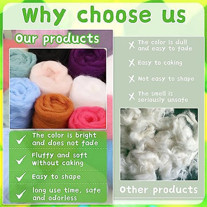 Mayboos Needle Felting Kit, 24 Colors Wool Roving Set with Felting Needles - Image 3