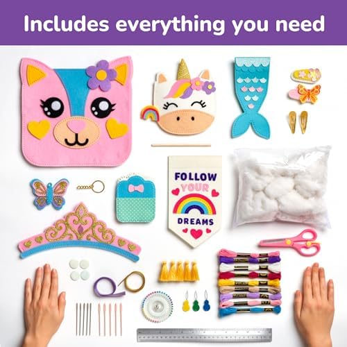 Craftorama Sewing Kit for Kids, Fun and Educational Accessories Craft Set for Girls Age 7-12, Sew Your Own Felt Accessories Craft Kit for Beginners - Image 3