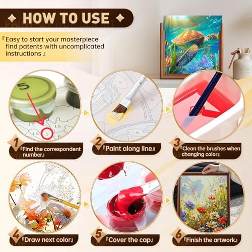 Qaisxoty Paint by Numbers Kit for Adults Beginner - Acrylic Flowers Rolled Canvas Adult Paint by Number with Canvas, Box, Brushes, Acrylic Paints - Floral Paint by Numbers Gift, Home Decor - 12”x16” - Image 6
