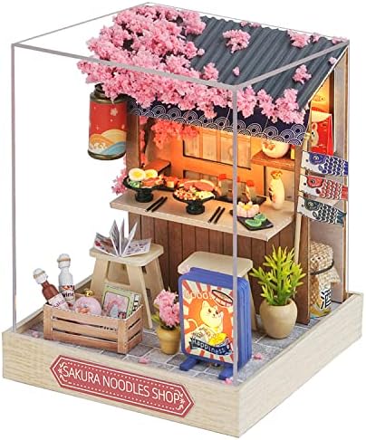 CUTEROOM DIY Doll House Miniature Furniture Wooden House Kit with Dust Cover & LED Light and Accessories - New Three Styles QT Series Dollhouse (QT041) by CUTEROOM