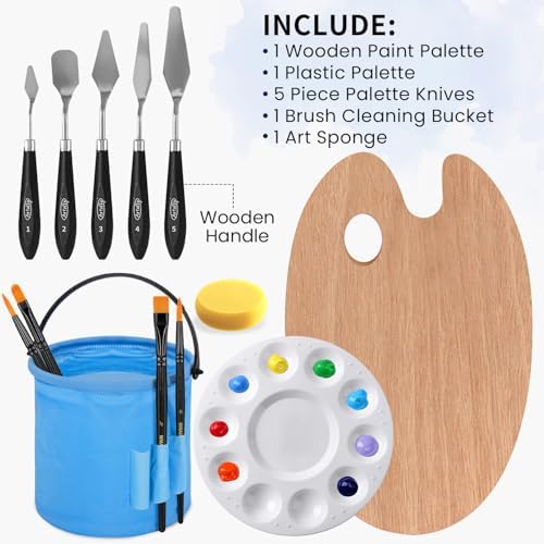 ARTALLY 66-Piece Acrylic Painting Kit with Desktop Easel,32 Colors Acrylic Paint Set(22ML), Paint Brush Set & Case, Brush Basin, Complete Art Supplies Painting Set for Adults, Artists, Beginners - Image 7