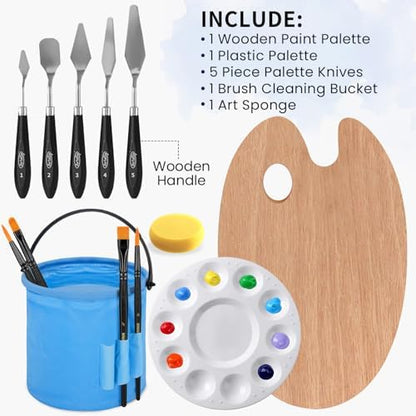 ARTALLY 66-Piece Acrylic Painting Kit with Desktop Easel,32 Colors Acrylic Paint Set(22ML), Paint Brush Set & Case, Brush Basin, Complete Art Supplies Painting Set for Adults, Artists, Beginners - Image 7