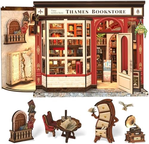 CUTEFUN DIY Book Nook Kit, 3D Puzzle Creative British Library Bookend by Cutefun
