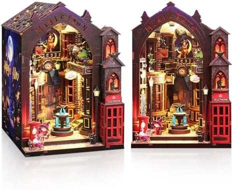 DIY Book Nook Kit, 3D Wooden Puzzle Miniature House Kit Adult, Magic Alley by MakingLifeFunforCool