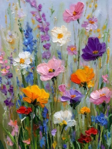 Floral Wildflower Stamped Cross Stitch Kits for Beginner 12x16 Inch by Mosaflare