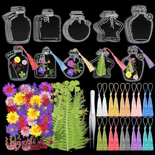 TaoBary 161 Pcs Transparent Dried Flower Bookmarks DIY Kit, Pretty by TaoBary