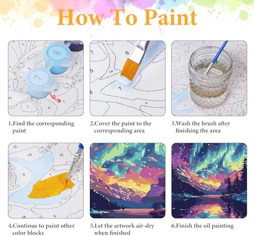 Paint by Numbers Kit for Adults, Aurora Borealis & Mountain, 16x20 Inch - Image 4