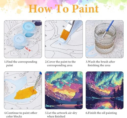 Paint by Numbers Kit for Adults, Aurora Borealis & Mountain, 16x20 Inch - Image 4