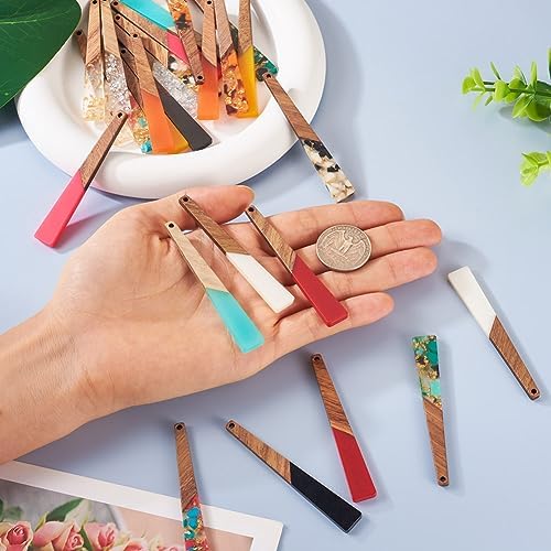FASHEWELRY 26Pcs Resin Wood Earring Charms Long Triangle Transparent Wooden Earring Blanks Trapezoid Wooden Earring Pieces for DIY Jewelry Making - Image 4