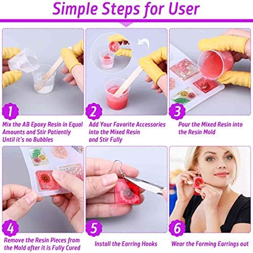 219Pcs Resin Kit for Beginners, Thrilez Resin Mold Kit with Resin Molds Silicone and Epoxy Resin Supplies Include Dried Flowers, Foil Flakes, Necklace Cord, Earring Hooks for DIY Jewelry Making - Image 6