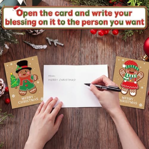 Dispowreath 24 Pcs DIY Christmas Card Making Kits with Envelopes DIY Christmas Craft Make Your Own Gingerbread Man Greeting Card Making Supplies for Holiday Xmas Party Decoration Favor - Image 5