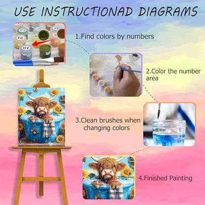 Ycydilirab Cow Paint by Numbers Kit for Adults - Cow Paint by Number Adult,Canvas Paint by Numbers for Adults Wall Art Decor 16×20 Inch - Image 6
